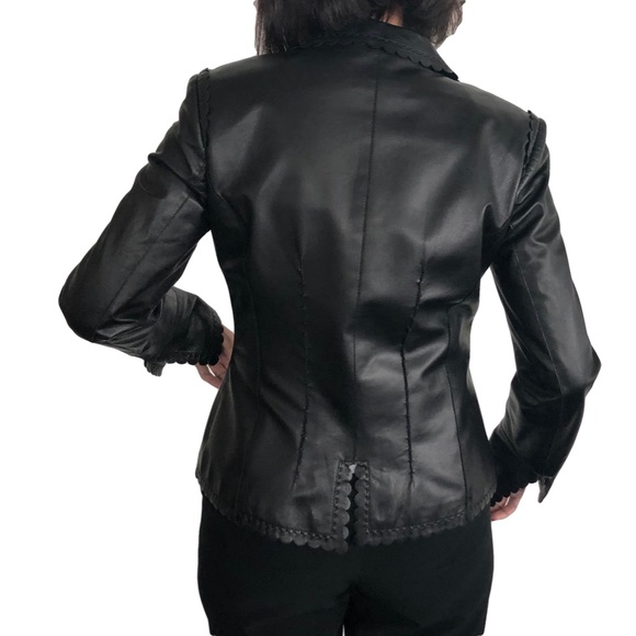 Basler Black Scalloped Edge Lamb Leather Jacket - Picture 3 of 8